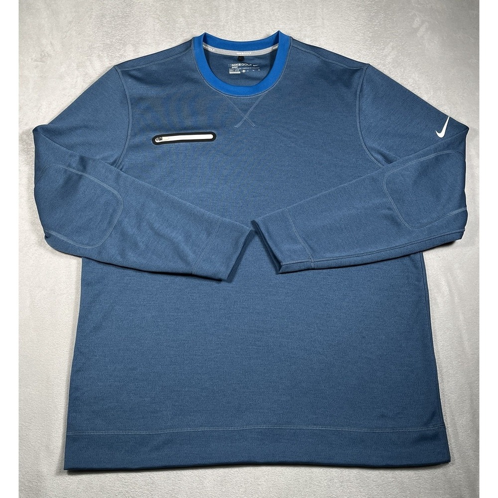 Nike Golf Sport Long Sleeve Crew Neck Sweatshirt Men XL DRI-FIT Zipper Pocket - Picture 2 of 10